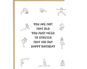 Stretch It Out, Birthday Card, Funny Birthday Card, Yoga Birthday Card, Pilates Birthday Card