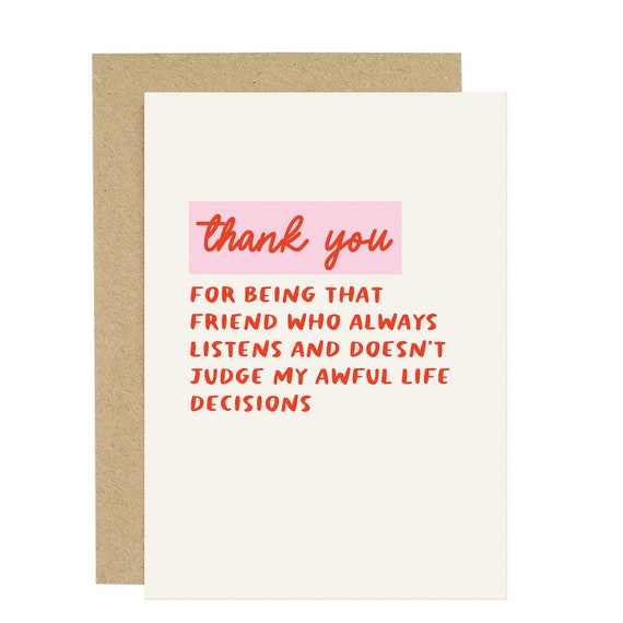 Thank you for listening Card - Appreciation Card friendship notes