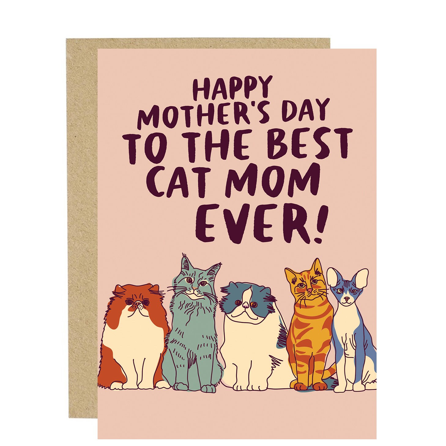 Best Cat Mom Happy Mother s Day Card Pet Lover Mom Card Etsy