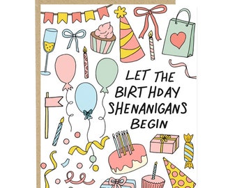 Birthday Shenanigans, Bestie Birthday, Fun Birthday Card, Funny Birthday Card, Generic Birthday Card, Friend's Birthday, Birthday Card