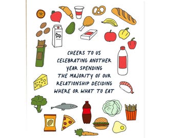 Relationship Decisions, Food Lover Card, What to Eat Card, Funny Love Card, Relationship Card, Funny Anniversary Card