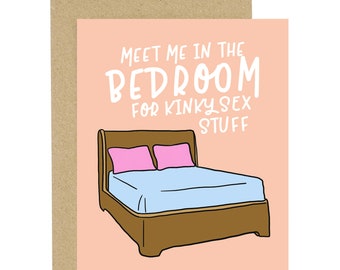 Meet Me in Bedroom Card, Funny Valentine's Day Card, Funny Love Card, Quarantine Funny Card, Love You Card, Naughty Love Card, Kinky Love
