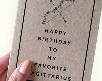 100/% Recycled Sagittarius Birthday Card Astrological Blank Birthday card