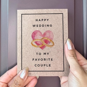 Joyeux mariage à mon couple préféré - Carte de mariage simple pour amis - Cartes de mariage non traditionnelles - Cartes de mariage modernes