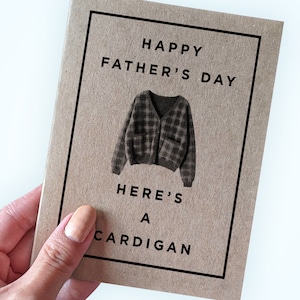 Another Cardigan Father's Day Card - Dad Joke Father's Day Card For Dad - Here's a Cardigan - Kraft Greeting Card - Cardigan Father's Day