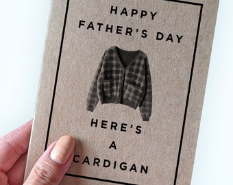 Another Cardigan Father's Day Card - Dad Joke Father's Day Card For Dad - Here's a Cardigan - Kraft Greeting Card - Cardigan Father's Day