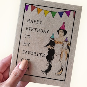 Carte d'anniversaire drôle de maman de chat - joyeux anniversaire à ma maman de chat préférée - carte d'anniversaire pour des mamans de chat - carte Kraft recyclée d'anniversaire A2