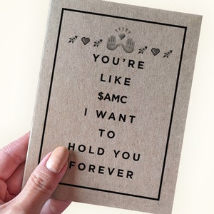 Carte de voeux d'anniversaire pour les fans de Wallstreetbets - Carte d'anniversaire - Hold You Forever like AMC - Carte de voeux A2 - Carte kraft recyclée