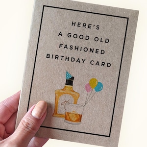 Carte d'anniversaire drôle à l'ancienne, voici une bonne carte d'anniversaire à l'ancienne, carte d'anniversaire whisky pour petit ami, carte d'anniversaire bourbon