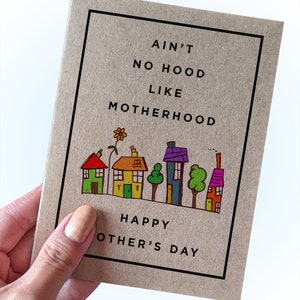 Ain't No Hood Like Motherhood - Mother's Day Card for daughter - Mother's Day Card for Sister - Card for Wife - Simple Mother's Day Card