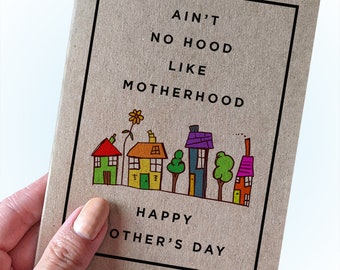 Ain't No Hood Like Motherhood - Mother's Day Card for daughter - Mother's Day Card for Sister - Card for Wife - Simple Mother's Day Card