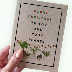 Carte de Noël drôle de plante - Joyeux Noël à vous et vos plantes - carte de vacances drôle de plante - carte de voeux A2 de vacances - carte de maman de plante
