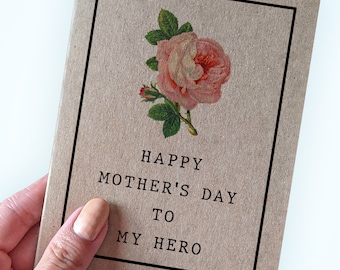 Happy Mother's Day To My Hero Card For Gradmother,  Single Mom Mother's Day Card, Appreciative Stepmother's Day Card