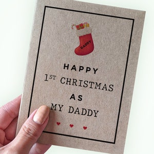Carte de Noël pour nouveau papa - Joyeux premier Noël en tant que papa - Carte de Noël pour nouveau parent - Carte de Noël pour nouveau père sur papier recyclé