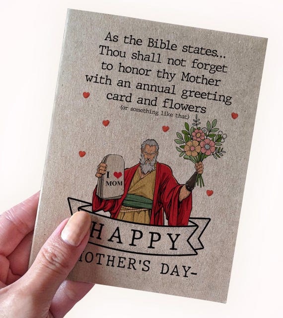 Funny Mother's Day Card For Religious Mom, Thou Shall Not Forget to Honor Thy Mother With An Annual Greeting Card Or Something Like That