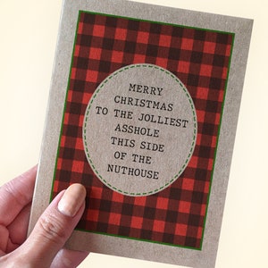 Joyeux Noël au plus joyeux connard de ce côté-là - Carte de Noël avec citation drôle - Carte kraft pour fan de cinéma Lampoon des Fêtes