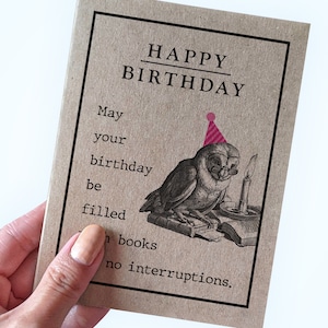 Carte d'anniversaire pour grand lecteur - Que votre anniversaire soit rempli de livres et pas d'interruptions - Carte d'anniversaire pour Books Worm - Anniversaire de club de lecture