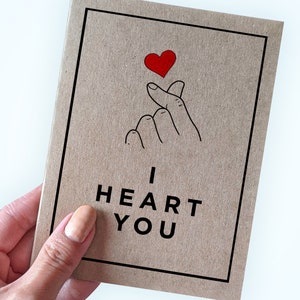 Jolie carte d'anniversaire d'inspiration coréenne - Je t'aime - Coeur coréen de doigt - Carte d'anniversaire pour les fans de K-Pop - Jolies cartes d'anniversaire