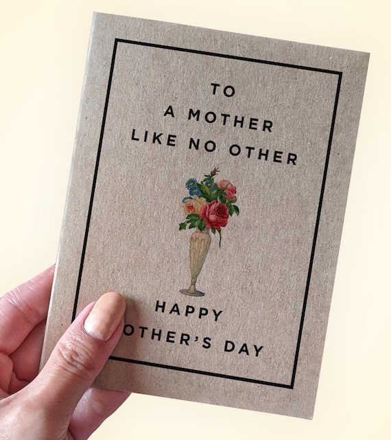 A Mother Like No Other Mother's Day Card, Cute Mother's Day Card With Flowers, Kraft Cards with Recycled Paper, Ecofriendly Card
