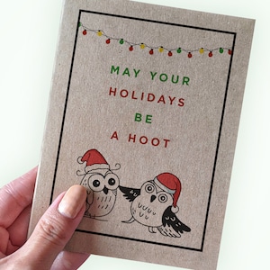 Jeu de mots hibou - Que vos vacances soient mémorables - Carte de vœux amusante pour les amis et la famille - Cartes de vœux pour collègues
