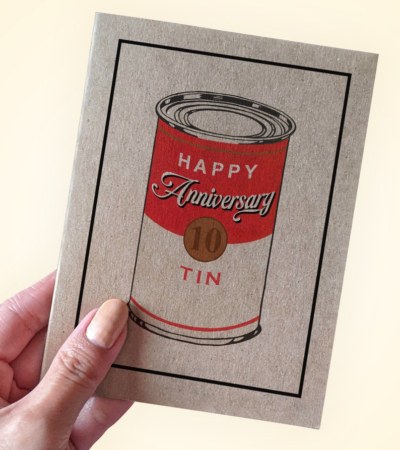 Ten Year Anniversary Card for Tin or Aluminum Anniversary - Soup Can ...