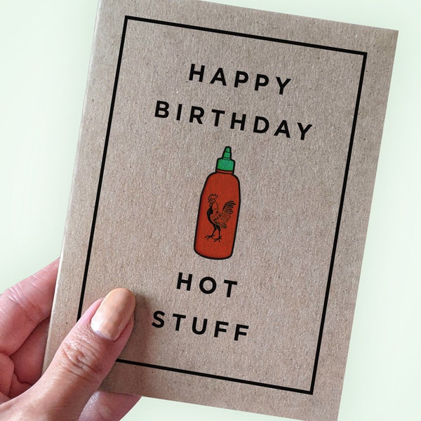 BFF Birthday Card - Happy Birthday Hot Stuff - Best Friend Birthday Card - Hot Friend Birthday Card - A2 Greeting Card - Recycled Kraft Card