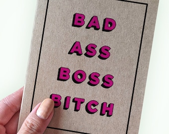 Powerful Woman Entrepreneur Grad Card - New Job - Bad Ass Boss Bitch - New Job Card for a Friend -  A2 Greeting Card - Kraft Card
