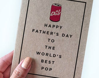 Pun Father's Day Card - Dad Joke Card- Happy Father's Day to the World's Best Pop - Funny Father's Day Card - A2 Greeting Card - Kraft Card