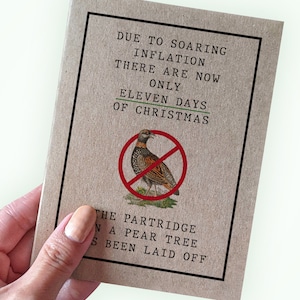 Carte de Noël 11 jours - Carte de vœux drôle sur l'inflation - Il y a maintenant Noël 11 jours - Carte chant de Noël drôle - Carte pour papa