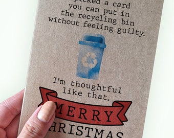 Funny Holiday Card - Recyclable Christmas Card - Funny Christmas Card - Funny Holiday Card - Joke Holiday Card to Recycle