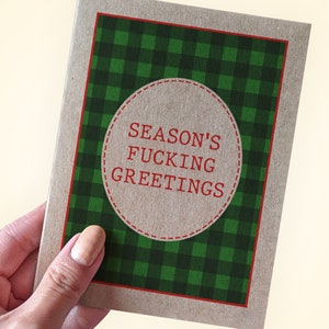 Carte de Noël grossièreté - voeux de fin d'année - carte de Noël mature pour amis en papier kraft recyclé au format A2