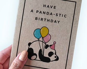 Panda Pun Birthday Card - Have a panda-stic Birthday - Panda Birthday Card - Birthday Card for Friend - Birthday Card for Nephew - Niece