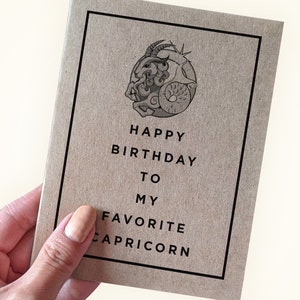 Carte d'anniversaire Capricorne - joyeux anniversaire à mon Capricorne préféré - carte d'anniversaire signes du zodiaque - carte de voeux A2 - carte Kraft recyclée