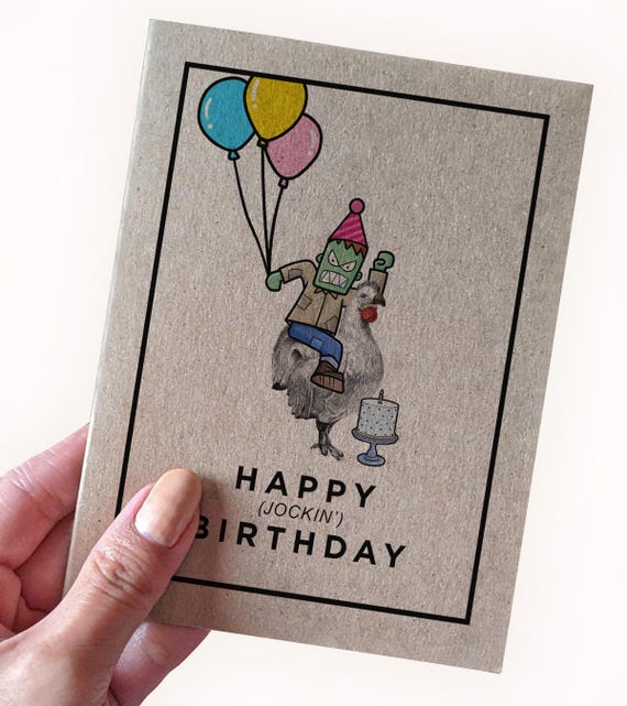 Zombie Jockeying On A Chicken - Funny Video Game Movie Card - Happy Jockin' Birthday - Funny Birthday Card For Kids - Humor Birthday Card
