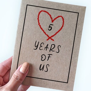 5 Year Anniversary Card - 5 Years of Us - Cute Customizable Anniversary Card - Beautiful 5th Year Card for Husband Wife Boyfriend Girlfriend