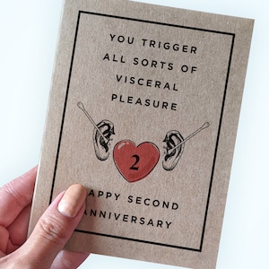 Carte d'anniversaire de deux ans pour mari, carte d'anniversaire de coton, vous déclenchez toutes sortes de plaisir viscéral, carte de deuxième anniversaire de petit ami