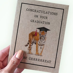 Carte de remise des diplômes Tiger - Félicitations pour l'obtention de votre diplôme - Go Be Grrrrrrreat - Carte de remise des diplômes Tiger Pun - Carte pour fils - Carte pour neveu