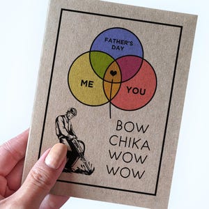 Carte de fête des pères drôle pour mari, noeud Chika Wow Wow - carte de fête des pères idiote de femme - carte de père humoristique pour partenaire - recyclée
