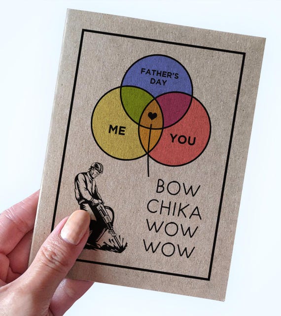 Funny Father's Day Card For Husband, Bow Chika Wow Wow - Silly Father's Day Card From Wife - Humorous Father's Card For Partner - Recycled