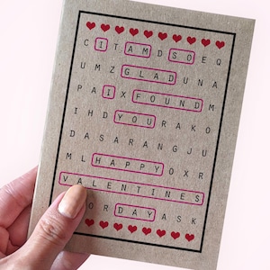 Recherche de mots Saint-Valentin - I Am So Glad I Found You - Happy Valentine's Day Card - Carte pour petit ami - Carte pour femme - Jolie carte de Saint-Valentin