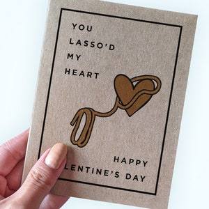 Vous avez touché mon coeur au lasso - Carte de Saint-Valentin pour nouveau couple - Première carte de Saint-Valentin