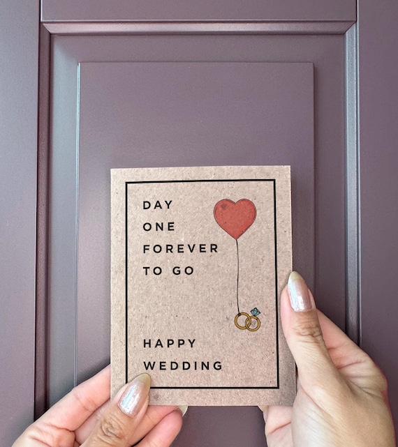Day One, Forever To Go - Card To Give For Wedding Ceremony - Lovely Wedding Card For Best Friend - Cute Wedding Cards For Son