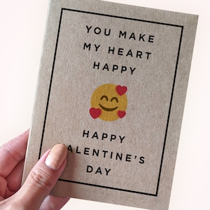 Carte de Saint-Valentin douce - Vous faites mon coeur heureux - Joyeuse Saint-Valentin - Carte de Saint-Valentin pour nouveau couple - Carte de Saint-Valentin pour lui