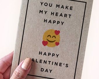 Sweet Valentine's Day Card - You Make My Heart Happy - Happy Valentine's Date - New Couple Valentine's Day Card - Valentines Card For Him