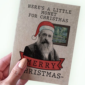 Monet Pun Christmas Card - Money Gift Pun Christmas Card - Card for Giving Money - Art Student Christmas Card - Funny Christmas Card