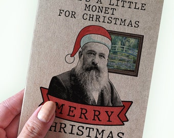 Monet Pun Christmas Card - Money Gift Pun Christmas Card - Card for Giving Money - Art Student Christmas Card - Funny Christmas Card