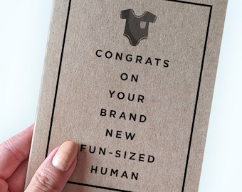 Congrats On Your New Fun-Sized Human - Funny New Parents Greeting Card - Baby Shower Card - New Baby Card - New Parents Card