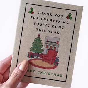 Carte de remerciement de Noël - Merci pour tout ce que vous avez fait cette année - Carte pour les parents - Carte pour les grands-parents - Carte pour les enseignants