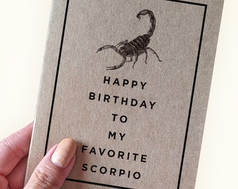 Happy Birthday to my Favorite Scorpio - Scorpio Zodiac Birthday Card - Birthday Cards for Scorpios - A2 Greeting Card - Recycled Kraft Card