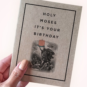 Holy Moses Birthday Card - Holy Moses It's Your Birthday - Funny Moses Birthday Card - Light Hearted Religious Card - Moses Birthday Cards